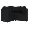 4 pcs conjunto lounge de jardim c/ almofadões vime PE preto 3