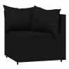 4 pcs conjunto lounge de jardim c/ almofadões vime PE preto 4