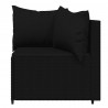 4 pcs conjunto lounge de jardim c/ almofadões vime PE preto 5