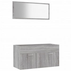 Set de muebles de baño 2 pzas madera contrachapada gris sonoma H