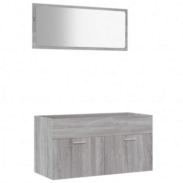 Set de muebles de baño 2 pzas madera contrachapada gris sonoma M 2