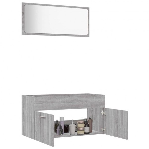 Set de muebles de baño 2 pzas madera contrachapada gris sonoma M 4