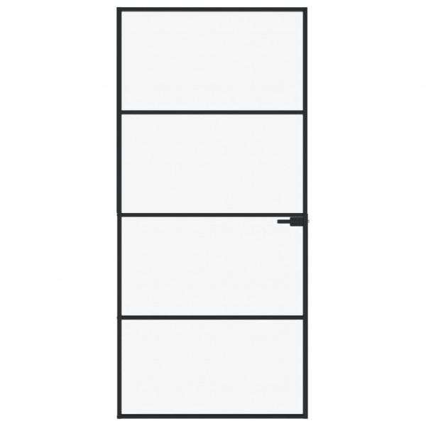 Puerta de interior vidrio templado y aluminio negro 93x201.5 cm M 3