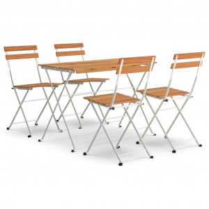 Muebles cafetería plegables 5 pzas madera maciza acacia y acero H