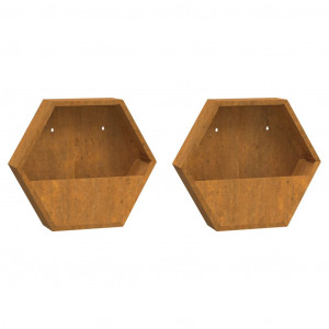 Vasos/floreiras de parede 2 pcs aço corten cor enferrujado H