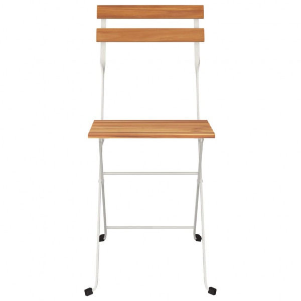 Sillas cafetería plegables 8 uds acero y madera maciza acacia M 4