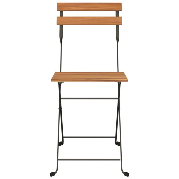 Sillas cafetería plegables 6 uds acero y madera maciza de teca M 4