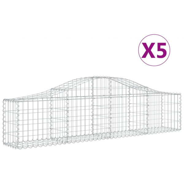 Cestos gabião arqueados 5 pcs 200x30x40/60 cm ferro galvanizado M 2
