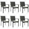 7 pcs conjunto de jantar p/ jardim c/ almofadões vime PE preto 4