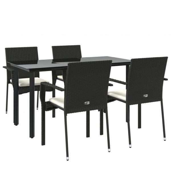 Set de muebles jardín 5 pzas con cojines ratán sintético negro M 3