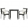 Set comedor de jardín 3 pzas con cojines ratán sintético negro 3