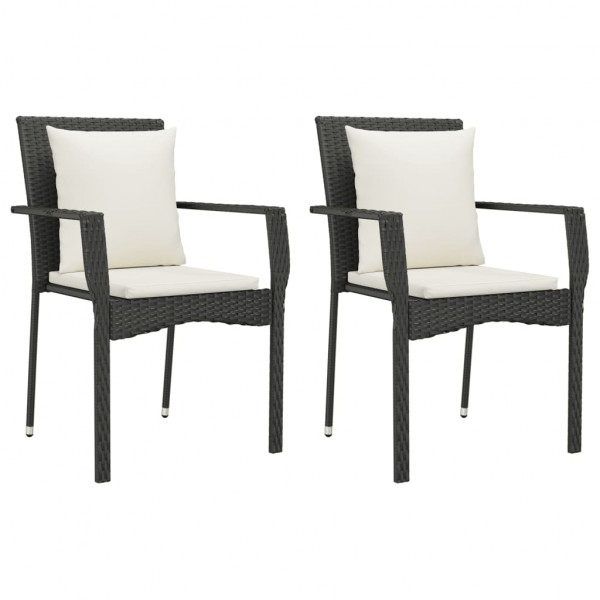 Set comedor de jardín 3 pzas con cojines ratán sintético negro M 4