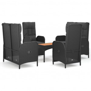 Set de muebles jardín 5 pzas con cojines ratán sintético negro H