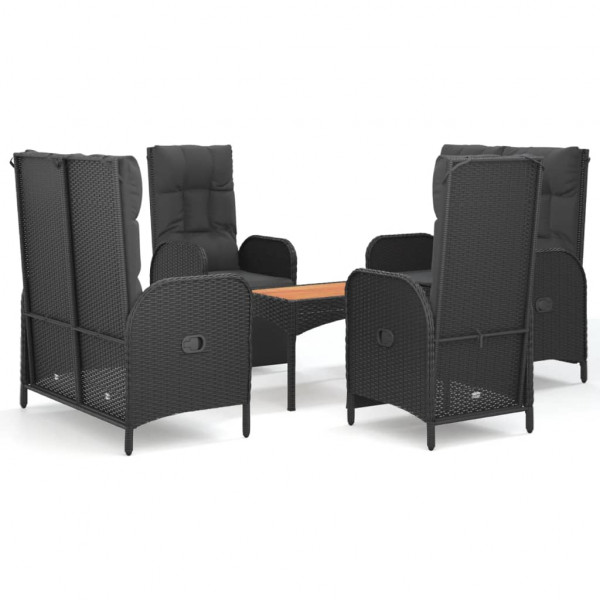 Set de muebles jardín 5 pzas con cojines ratán sintético negro M 2