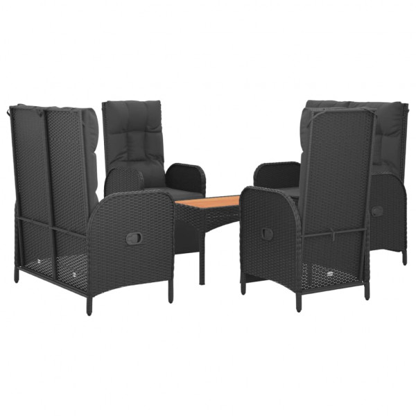 Set de muebles jardín 5 pzas con cojines ratán sintético negro M 3