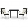 Set comedor de jardín 3 pzas con cojines ratán sintético negro 2
