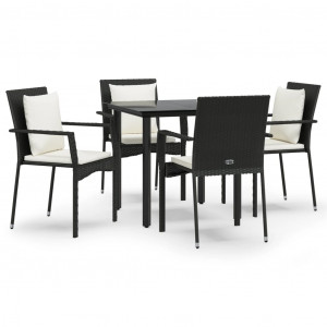 Set de muebles jardín 5 pzas con cojines ratán sintético negro H