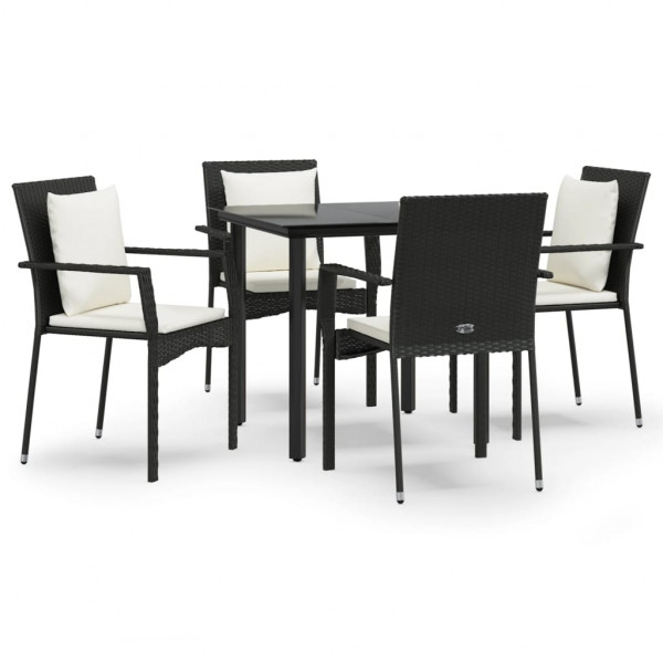 Set de muebles jardín 5 pzas con cojines ratán sintético negro M 2