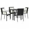 Set de muebles jardín 5 pzas con cojines ratán sintético negro 3
