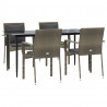 Set comedor jardín 5 pzas y cojines ratán sintético negro gris 3