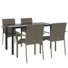 Set comedor jardín 5 pzas y cojines ratán sintético negro gris 3