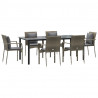 Set comedor jardín 7 pzas y cojines ratán sintético negro gris 3