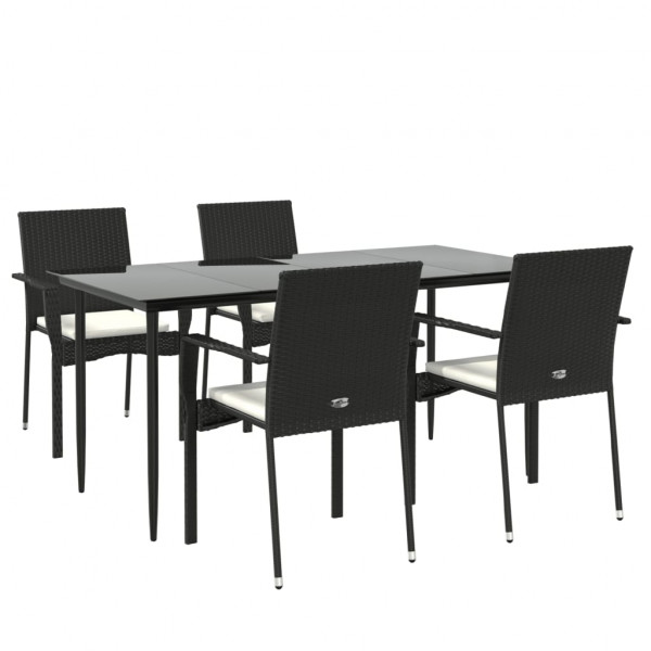 Set de muebles jardín 5 pzas con cojines ratán sintético negro M 3