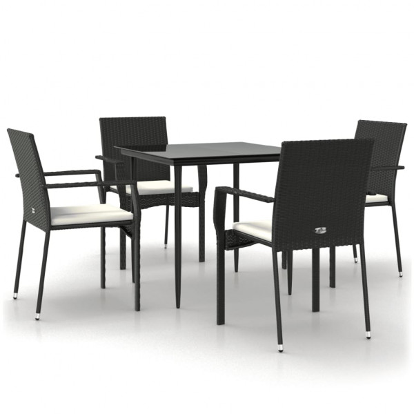Set de muebles jardín 5 pzas con cojines ratán sintético negro M 2