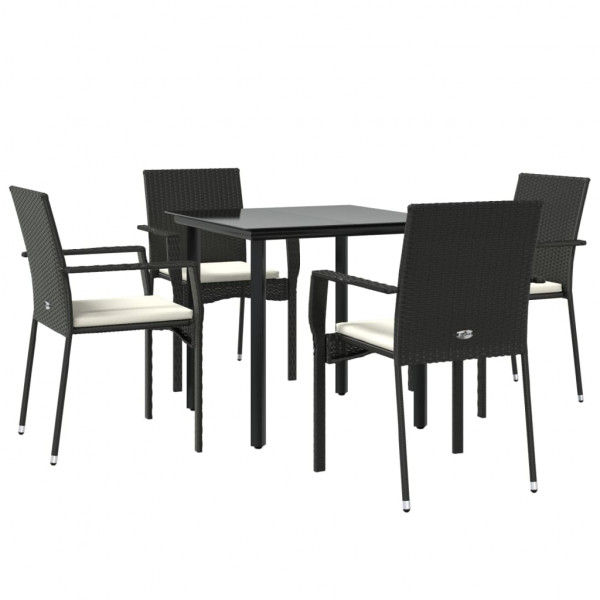 Set de muebles jardín 5 pzas con cojines ratán sintético negro M 3