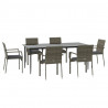 Set comedor jardín 7 pzas y cojines ratán sintético negro gris 3