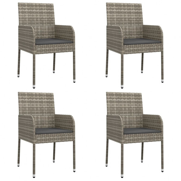 Set comedor jardín 5 pzas y cojines ratán sintético negro gris M 4