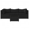 4 pcs conjunto lounge de jardim c/ almofadões vime PE preto 3