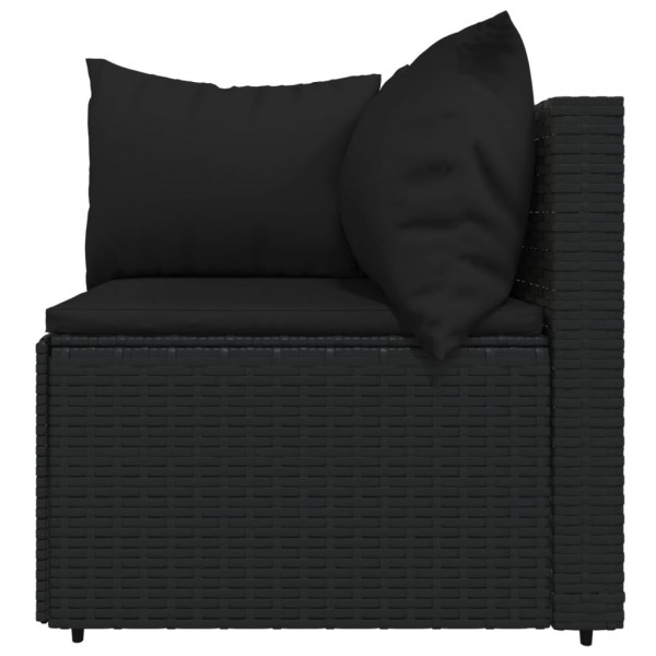 4 pcs conjunto lounge de jardim c/ almofadões vime PE preto M 5