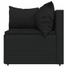4 pcs conjunto lounge de jardim c/ almofadões vime PE preto 5