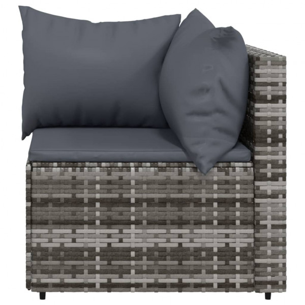 Set de muebles de jardín 3 pzas y cojines ratán sintético gris M 5