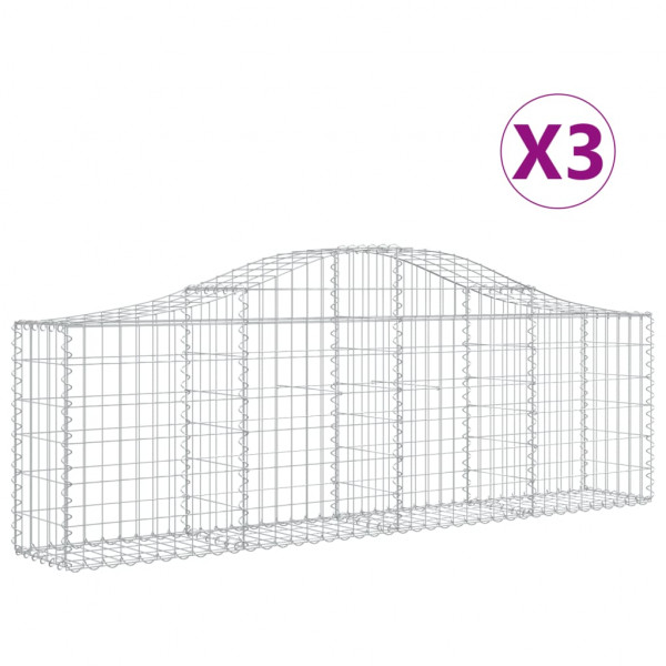 Cestas gaviones 3 uds forma de arco hierro 200x30x60/80 cm M 2