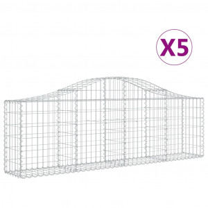 Cestos gabião arqueados 5 pcs 200x30x60/80 cm ferro galvanizado H