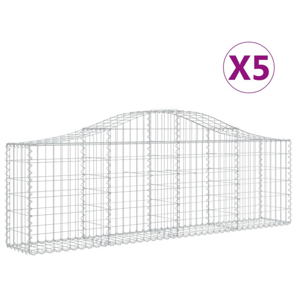 Cestos gabião arqueados 5 pcs 200x30x60/80 cm ferro galvanizado M 2