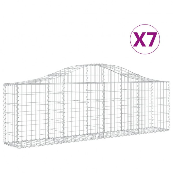 Cestos gabião arqueados 7 pcs 200x30x60/80 cm ferro galvanizado M 2