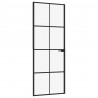 Puerta de interior vidrio templado y aluminio negro 76x201.5 cm 2