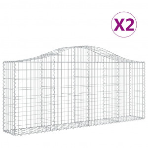 Cestos gabião arqueados 2 pcs 200x30x80/100cm ferro galvanizado H