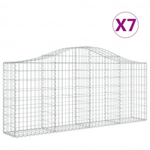 Cestos gabião arqueados 7 pcs 200x30x80/100cm ferro galvanizado H