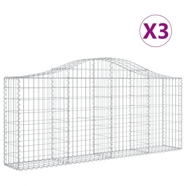 Cestos gabião arqueados 3 pcs 200x30x80/100cm ferro galvanizado M 2
