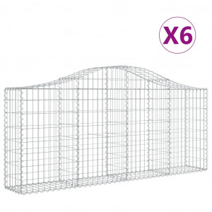 Cestos gabião arqueados 6 pcs 200x30x80/100cm ferro galvanizado H