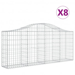 Cestos gabião arqueados 8 pcs 200x30x80/100cm ferro galvanizado H