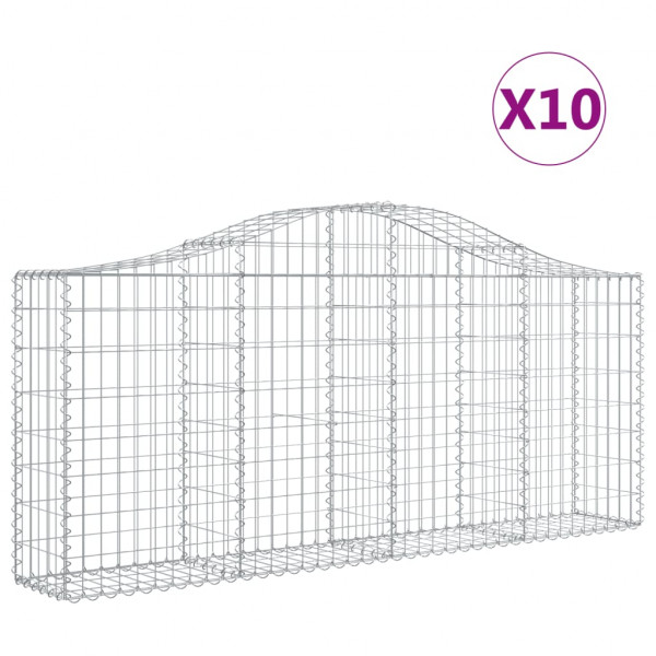 Cestos gabião arqueados 10pcs 200x30x80/100cm ferro galvanizado M 2