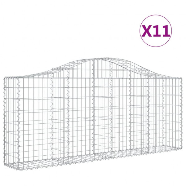 Cestos gabião arqueados 11pcs 200x30x80/100cm ferro galvanizado M 2