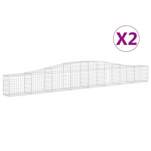 Cestos gabião arqueados 2 pcs 400x30x40/60 cm ferro galvanizado H
