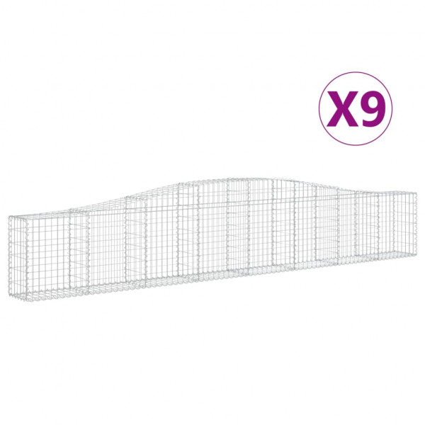 Cestos gabião arqueados 9 pcs 400x30x60/80 cm ferro galvanizado M 2
