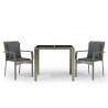 Set comedor de jardín 3 piezas con cojines ratán sintético gris 2